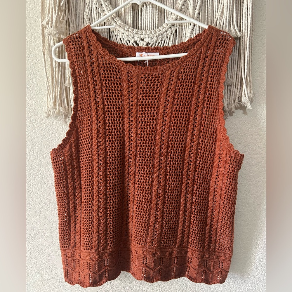 Elegant Rust Knit Tank Top